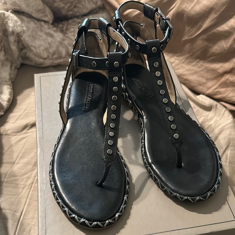 BCBGMaxazria MaCall Grommet Flat  Studded Sandals